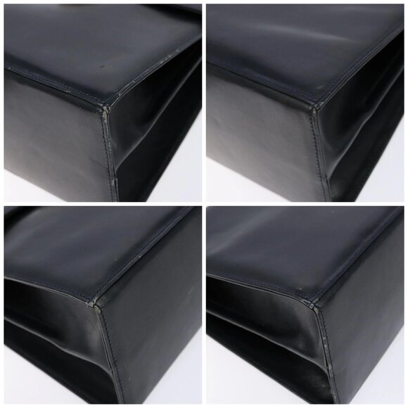 Salvatore Ferragamo Gancini Hand Bag Leather 2way Navy Gold Auth - Picture 16 of 16